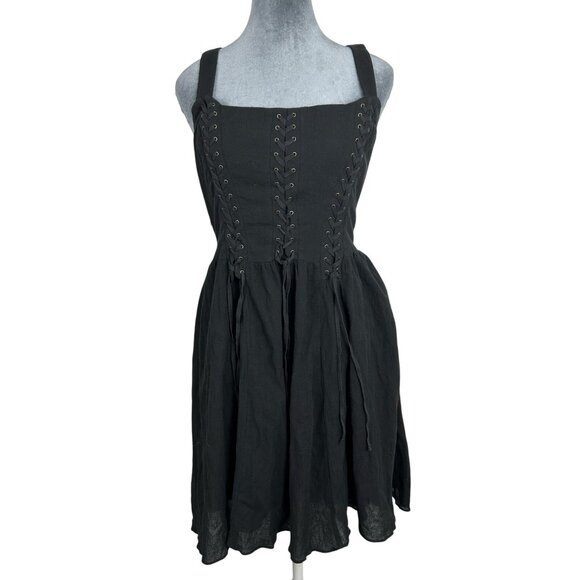 Free People Dresses & Skirts - Free People Fairy Praire Bohemian Lace  Dress Sz12 Black Boho Peasant Style NWT